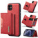 DG.MING M2 Series 3-Fold Multi Card Bag Back Cover Shockproof Case with Wallet & Holder Function iPhone 11 - Red