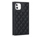 iPhone 11 Grid Texture Lanyard Zipper Leather Phone Case - Black
