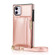 iPhone 11 Square Zipper Wallet Bag TPU+PU Back Cover Case with Holder & Card Slots & Wallet & Cross-body Strap  - Rose Glod
