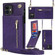 iPhone 11 Cross-body Zipper Square TPU+PU Back Cover Case with Holder & Card Slots & Wallet & Strap  - Purple