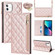 iPhone 11 Grid Texture Lanyard Zipper Leather Phone Case - Rose Gold