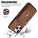 iPhone 11 Zipper RFID Card Slot Phone Case with Short Lanyard - Brown