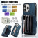 iPhone 11 Zipper RFID Card Slot Phone Case with Short Lanyard - Blue