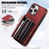 iPhone 11 Zipper RFID Card Slot Phone Case with Short Lanyard - Red
