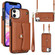 iPhone 11 RFID Card Slot Phone Case with Long Lanyard - Brown