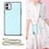 iPhone 11 Elegant Rhombic Pattern Microfiber Leather +TPU Shockproof Case with Crossbody Strap Chain  - Blue