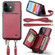 iPhone 11 JEEHOOD C22 Series Zipper Wallet Leather Phone Case with Dual Lanyard - Red