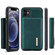 DG.MING M1 Series 3-Fold Multi Card Wallet  Back Cover Shockproof Case with Holder Function iPhone 11 - Green