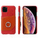 iPhone 11 Fierre Shann Oil Wax Texture Genuine Leather Back Cover Case with 360 Degree Rotation Holder & Card Slot  - Red