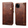 iPhone 11 Denior Oil Wax Cowhide Magnetic Button Horizontal Flip Leather Case with Card Slots & Wallet - Brown