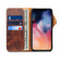 iPhone 11 Denior Oil Wax Cowhide Magnetic Button Horizontal Flip Leather Case with Card Slots & Wallet - Brown