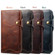 iPhone 11 Denior Oil Wax Cowhide Magnetic Button Horizontal Flip Leather Case with Card Slots & Wallet - Dark Red