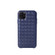 iPhone 11 Woven Texture Sheepskin Leather Back Cover Semi-wrapped Shockproof Case  - Blue