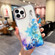 iPhone 11 Pro Max Gold Halo Marble Pattern Case with Flower Bracelet  - Blue