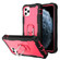 iPhone 11 Pro Max PC + Rubber 3-layers Shockproof Protective Case with Rotating Holder  - Black + Rose Red