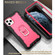 iPhone 11 Pro Max PC + Rubber 3-layers Shockproof Protective Case with Rotating Holder  - Black + Rose Red