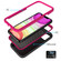 iPhone 11 Pro Max Wave Pattern 3 in 1 Silicone+PC Shockproof Protective Case - Black+Hot Pink