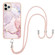 iPhone 11 Pro Max Electroplating Marble Pattern IMD TPU Shockproof Case with Neck Lanyard - Rose Gold 005