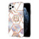iPhone 11 Pro Max Electroplating Splicing Marble Flower Pattern TPU Shockproof Case with Rhinestone Ring Holder  - Imperial Crown