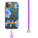 iPhone 11 Pro Max Flowers Series TPU Phone Case with Lanyard  - Blue Peony