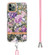 iPhone 11 Pro Max Flowers Series TPU Phone Case with Lanyard  - Purple Peony