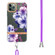 iPhone 11 Pro Max Flowers Series TPU Phone Case with Lanyard  - Purple Begonia