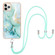 iPhone 11 Pro Max Electroplating Marble Pattern IMD TPU Shockproof Case with Neck Lanyard - Green 003