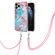iPhone 11 Pro Max Electroplating Pattern IMD TPU Shockproof Case with Neck Lanyard - Milky Way Blue Marble