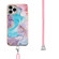 iPhone 11 Pro Max Electroplating Pattern IMD TPU Shockproof Case with Neck Lanyard - Milky Way Blue Marble