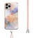 iPhone 11 Pro Max Electroplating Pattern IMD TPU Shockproof Case with Neck Lanyard - Milky Way White Marble