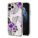 iPhone 11 Pro Max Electroplating Pattern IMD TPU Shockproof Case with Rhinestone Ring Holder  - Purple Flower