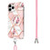 iPhone 11 Pro Max Electroplating Splicing Marble Flower Pattern TPU Shockproof Case with Lanyard  - Pink Flower