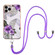 iPhone 11 Pro Max Electroplating Pattern IMD TPU Shockproof Case with Neck Lanyard  - Purple Flower