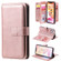 iPhone 11 Pro Max Multifunctional Magnetic Copper Buckle Horizontal Flip Solid Color Leather Case with 10 Card Slots & Wallet & Holder & Photo Frame - Rose Gold