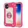 iPhone 11 Pro Max Shockproof Silicone + PC Protective Case with Dual-Ring Holder  - Rose Red