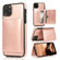 iPhone 11 Pro Max Shockproof PU + TPU Protective Case with Card Slots & Holder - Rose Gold