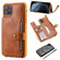 iPhone 11 Pro Max Buckle Zipper Shockproof Protective Case with Holder & Card Slots & Wallet & Lanyard & Photos Frame - Brown