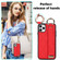 iPhone 11 Pro Max Non-slip Full Coverage Ring PU Phone Case with Wristband - Red