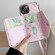 iPhone 11 Pro Max Star Pattern Phone Case With Card Bag and Lanyard - Pink