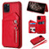 iPhone 11 Pro Max Dual Buckles Zipper Shockproof Back Cover Protective Case with Holder & Card Slots & Wallet & Lanyard & Photos Frames - Red