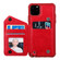 iPhone 11 Pro Max Dual Buckles Zipper Shockproof Back Cover Protective Case with Holder & Card Slots & Wallet & Lanyard & Photos Frames - Red