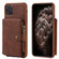 iPhone 11 Pro Max Buckle Zipper Shockproof Protective Case with Holder & Card Slots & Wallet & Lanyard & Photos Frames - Coffee