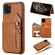 iPhone 11 Pro Max Dual Buckles Zipper Shockproof Back Cover Protective Case with Holder & Card Slots & Wallet & Lanyard & Photos Frames - Coffee