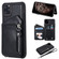 iPhone 11 Pro Max Dual Buckles Zipper Shockproof Back Cover Protective Case with Holder & Card Slots & Wallet & Lanyard & Photos Frames - Black
