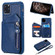 iPhone 11 Pro Max Dual Buckles Zipper Shockproof Back Cover Protective Case with Holder & Card Slots & Wallet & Lanyard & Photos Frames - Blue