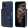 iPhone 11 Pro Max Buckle Zipper Shockproof Protective Case with Holder & Card Slots & Wallet & Lanyard & Photos Frames - Blue