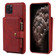 iPhone 11 Pro Max Zipper Shockproof Protective Case with Card Slots & Bracket & Photo Holder & Wallet Function - Red