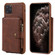 iPhone 11 Pro Max Zipper Shockproof Protective Case with Card Slots & Bracket & Photo Holder & Wallet Function - Coffee