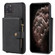 iPhone 11 Pro Max Zipper Shockproof Protective Case with Card Slots & Bracket & Photo Holder & Wallet Function - Black