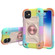 iPhone 11 Pro Max Shockproof Silicone + PC Protective Case with Dual-Ring Holder  - Colorful Rose Gold